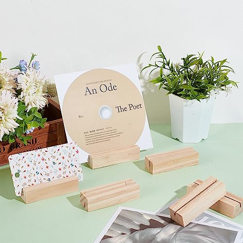 OLYCRAFT 20PCS Wood Place Card Holders Wood Name Card Holder Table Number Stands for Wedding Party Events Decoration Double Side Display Mini - WoodArtSupply