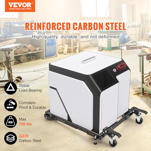 VEVOR Adjustable Universal Mobile Base 700 LBS Load-Bearing Capacity Heavy-Duty Mobile Base Rolling Mobile Base with Locking Levers, Used for VEVOR