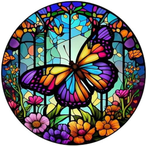 KTHOFCY 5D DIY Diamond Painting Kits for Adults Kids, Butterfly Stained Glass Full Drill Embroidery Cross Stitch Crystal Rhinestone Paintings - WoodArtSupply