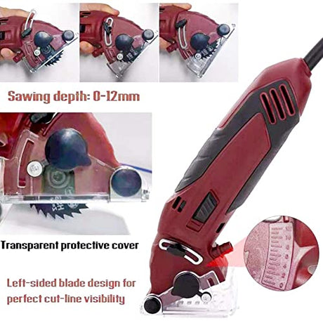 Multifunction Mini Circular Saw Machine Set, 400W High Powered Circular Saw Machine, Professional Compact Circular Saw with 3 Carbide Tipped Blade PureZoneA