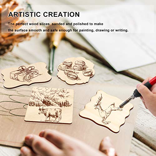 Unfinished Wood Ornaments, PETUOL DIY 32pcs 4x3in Creative Irregular Blank Wood Natural Slices for DIY Crafts, Painting, Wood Burning, Writing, Photo - WoodArtSupply