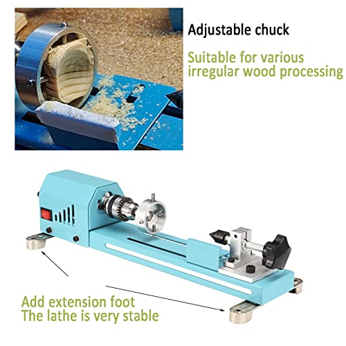Mini Lathe Wood Lathe Machine Multi-Purpose Type Lathe Milling Cutting Grinding Polishing Professional Table Top Lathe Tool Kit