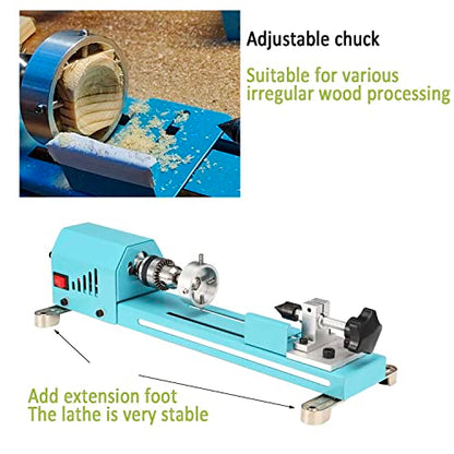Mini Lathe Wood Lathe Machine Multi-Purpose Type Lathe Milling Cutting Grinding Polishing Professional Table Top Lathe Tool Kit