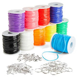 Lanyard String Boondoggle Kit with 10 Rolls (40 Yards Each) for Keychains and Bracelets (100 Total Pieces) Bright Creations