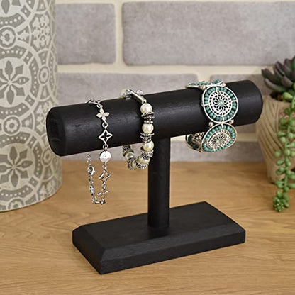 Ikee Design Wooden Jewelry Holder Display Stand for Selling, Bracelet Scrunchies Holder Display for Store, Showcase and Home, Antique Black Color, - WoodArtSupply