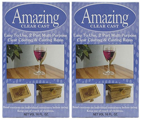 2 Pack - Alumilite Amazing Clear Cast Resin 16 Ounce Boxes (8 Ounce Part A and 8 Ounce Part B Per Box) Amazing Casting Products