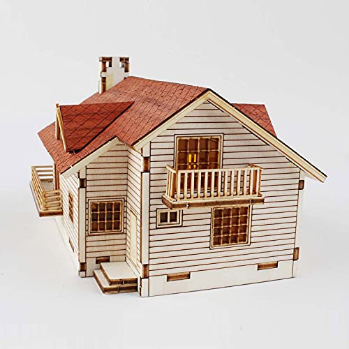 Desktop Wooden Model Kit Garden House A with a Large Deck by YOUNGMODELER by Young Modeler