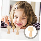 COHEALI 10 Pcs DIY Wooden Ornaments Unfinished Wood Peg Decoration Unfinished Wooden Peg Dolls Unfinished Wooden Pegs Wooden People Pegs Mushrooms COHEALI