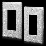 2 Pcs Silver Rhinestones Light Switch Cover,Silver Shiny Crystal Wall Plates Bling Decorative Wall Plate Single Toggle for Kitchen,Bedroom Sliverdew