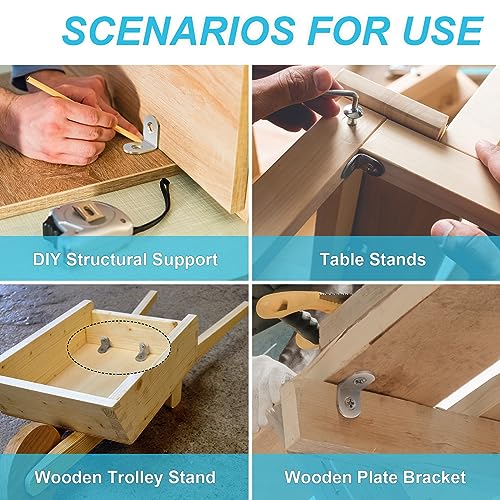 50 Pcs L Bracket Corner Brace MONKIPAER Metal Corner bracket 90 Degree Angle Stainless Steel Bracket with 100 Pcs Screws for securing wooden frames Monkipaer