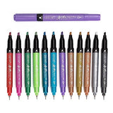 ZEYAR Acrylic Paint Pen, Needle Extra Fine and Chisel Point, 12 Metallic Colors, Waterproof Ink, Works on Rock, Wood, Glass, Metal, Ceramic and More ZEYAR