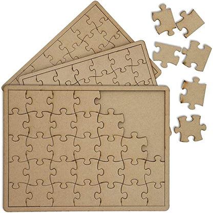 3 Pack Blank Jigsaw Puzzles Wooden Canvas to Draw On Bulk – Make Your Own 10 x 7 Inch for DIY Arts and Crafts, 35 Pieces Each - WoodArtSupply