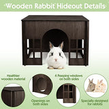 Rabbit House Wooden, Rabbit Houses and Hideouts WHEARTED, Large Rabbit Hideout Bunny House with Multiple Windows for Indoor Adult Bunnies Guinea Pigs WHEARTED