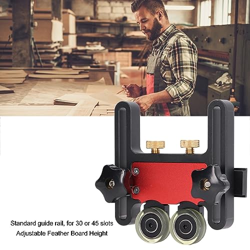 Double Wheel Stock Roller, Adjustable Thin Table Saw Jig Universal Featherboards Table Saw Feeding Guide Roller for Table Saw Feeding Guide, Aluminum Pyhodi