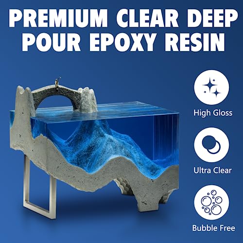 Deep Pour Epoxy Resin 0.75 Gallon, 2 to 4 Inch Depth Clear Epoxy Resin Kit with Mixer, Bubble Free, Low Odor 2:1 Casting Resin for Table Top, Shabebe