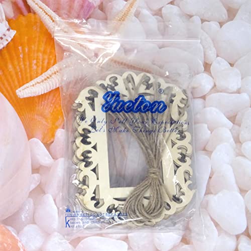 yueton 12PCS Blank Unfinished Wooden Picture Frames Wood Photo Frame with Jute Rope for DIY Crafts, Home Decoration, Christmas Tree Hanging yueton