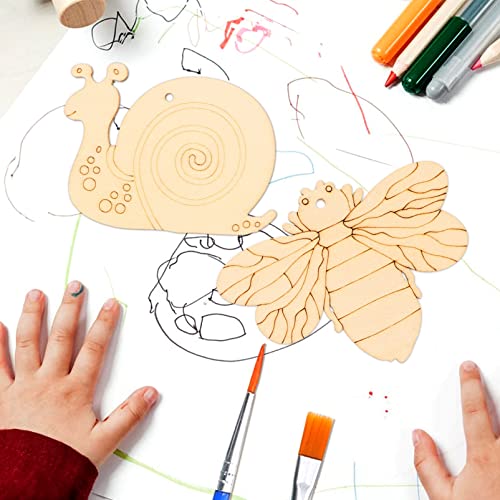 VOSAREA 20pcs DIY Pendant Wooden Cutouts for Crafts Wood Cutouts Decorative Cutouts Ornament Unfinished Wood Crafts Wooden Snail Embellishments VOSAREA