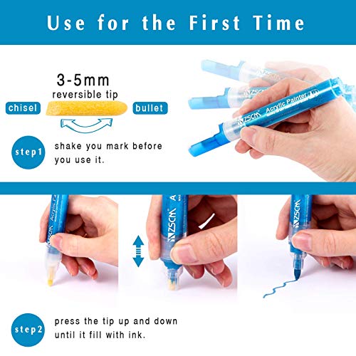 ZSCM 12 Colors Acrylic Glitter Markers Paint Pens, Rock Painting Pens Markers Metallic Art Marker for Kids Adults Card Making Painting Glass Ceramic ZSCM QUALITY DECIDES THE FUTURE