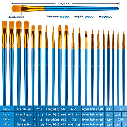 Paint Brushes Set, 30 Pcs Paint Brushes for Acrylic Painting, Oil Watercolor Acrylic Paint Brush, Artist Paintbrushes for Body Face Rock Canvas, Kids - WoodArtSupply