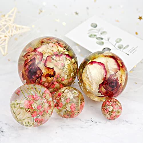 RESINWORLD Set of 4", 3", 2.5", 2", 1.7", 1.3", 0.9" Clear Silicone Sphere Molds, Large 3D Seamless Sphere Silicone Molds for Resin Casting, Round ResinWorld