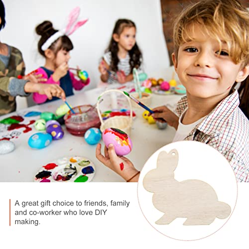 20pcs Unfinished Easter Wooden Shapes Bunny Cutouts Ornaments Easter Bunny Rabbit Shapes Easter Tree Ornaments Healifty