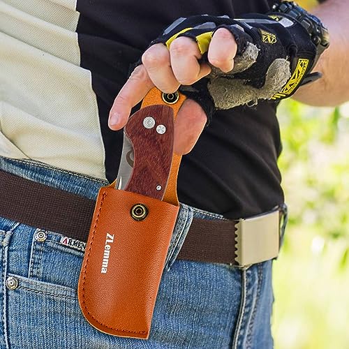 ZLemma Kids Pocket Knife with Sheath Set - Stainless Steel Children’s Folding Pocket Knife with Safety Rounded Tip - WoodArtSupply