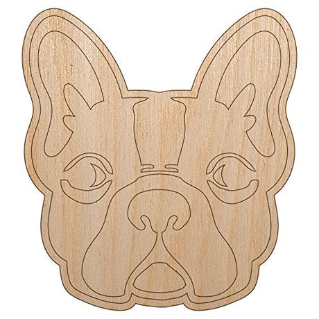French Bulldog Face Unfinished Wood Shape Piece Cutout for DIY Craft Projects - 1/4 Inch Thick - 6.25 Inch Size Sniggle Sloth
