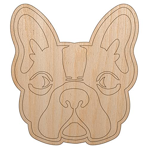 French Bulldog Face Unfinished Wood Shape Piece Cutout for DIY Craft Projects - 1/4 Inch Thick - 6.25 Inch Size - WoodArtSupply