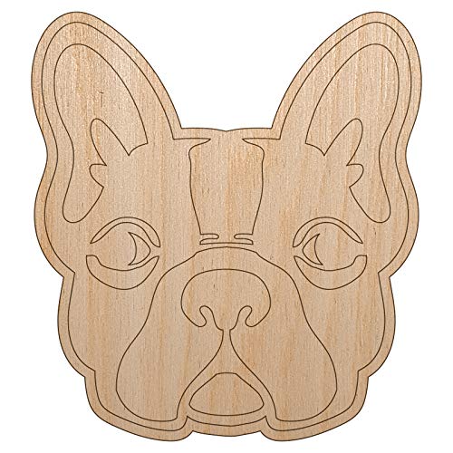 French Bulldog Face Unfinished Wood Shape Piece Cutout for DIY Craft Projects - 1/8 Inch Thick - 6.25 Inch Size Sniggle Sloth
