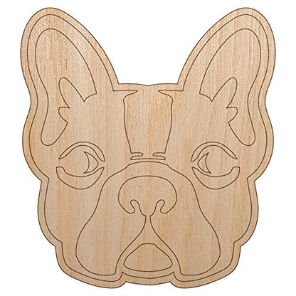 French Bulldog Face Unfinished Wood Shape Piece Cutout for DIY Craft Projects - 1/8 Inch Thick - 6.25 Inch Size - WoodArtSupply