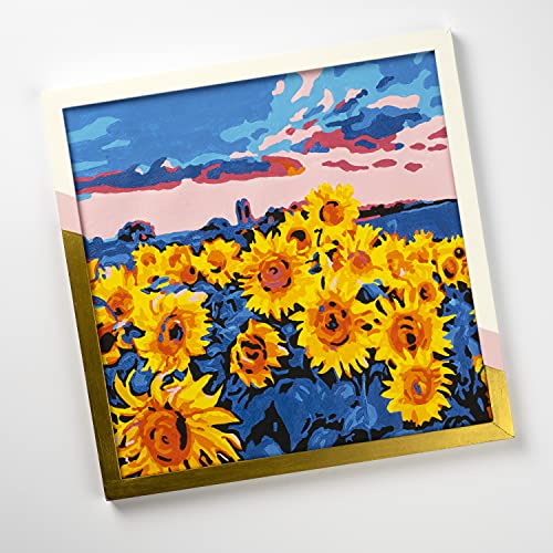 Plaid Sunflower Meadow Modern Kit, 14" x 14" Paint by Numbers for Adults and Kids, Easy-to-Follow DIY Crafts, Art Supplies with A Textured Finish, Plaid