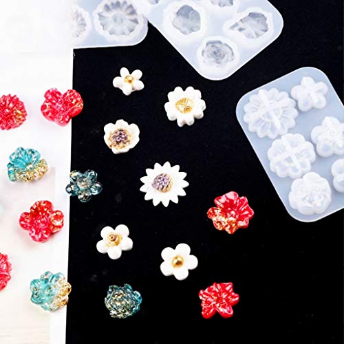 FineInno 3Pcs Flower Resin Molds 3D Mini Sunflower Silicone Moulds Daisy Crystal Casting Molds Clay Epoxy Craft Jewelry Pendants Earring Necklace FineInno