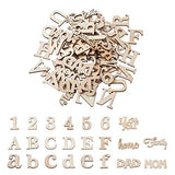 144pcs Unfinished Wood Letter Number Word Wooden Cutout Crafts Family Signs Alphabe Wood Decor for DIY Home Wall Decoration Painting Early EEE ELECRELIVE