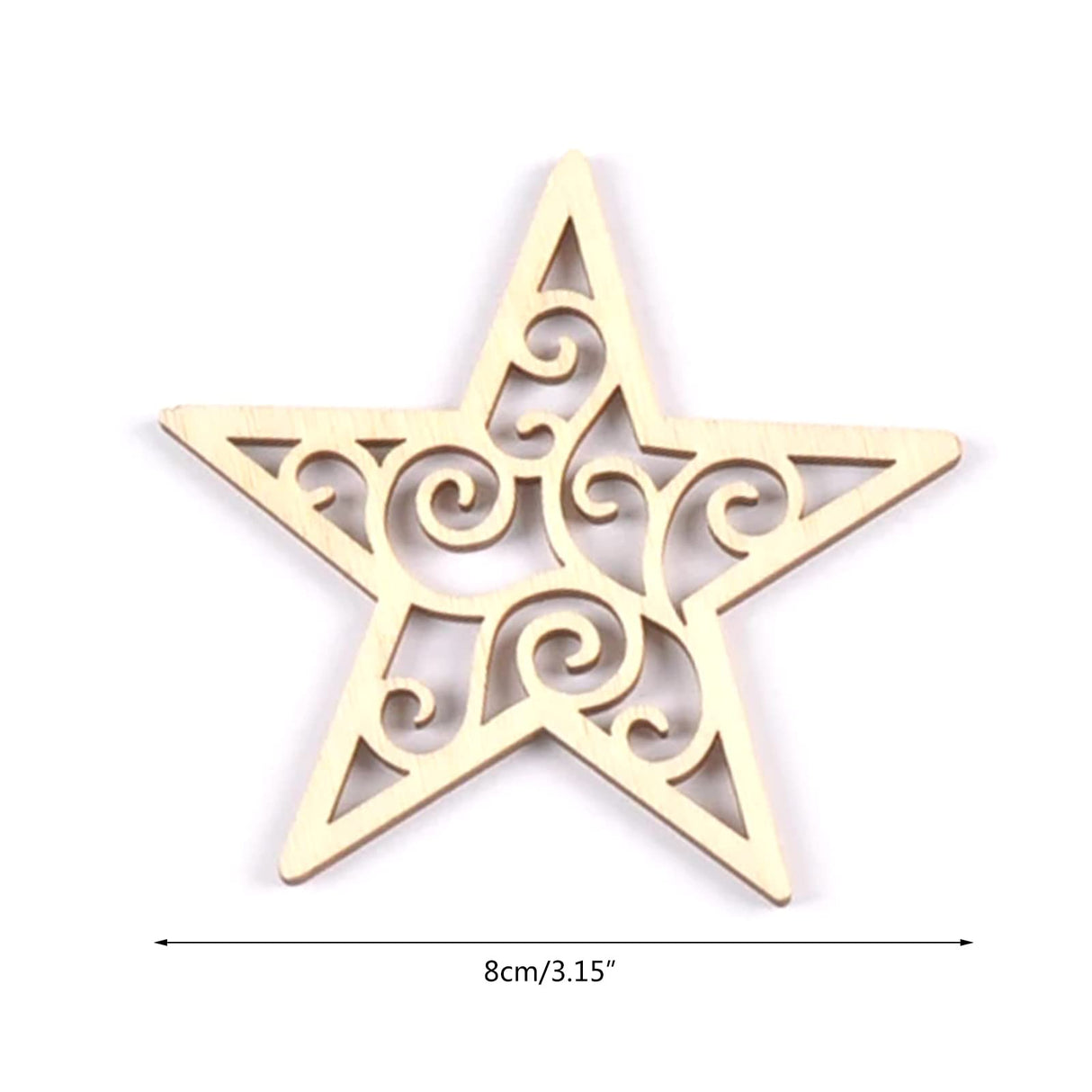 BUZHI 10 Pcs Wooden Moon Star Ornaments,Unfinished Moon Star Heart Shape Hollow Wooden Chips Wood Slices for DIY Eid Ornament Hanging Pendant BUZHI