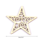 BUZHI 10 Pcs Wooden Moon Star Ornaments,Unfinished Moon Star Heart Shape Hollow Wooden Chips Wood Slices for DIY Eid Ornament Hanging Pendant BUZHI