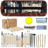 TEMONTIAN Pottery Clay Sculpting Tools，44Pcs Double Sided Polymer Clay Tools, Ceramic Clay Carving Tool Set with Carrying Case Bag for Beginners, TEMONTIAN