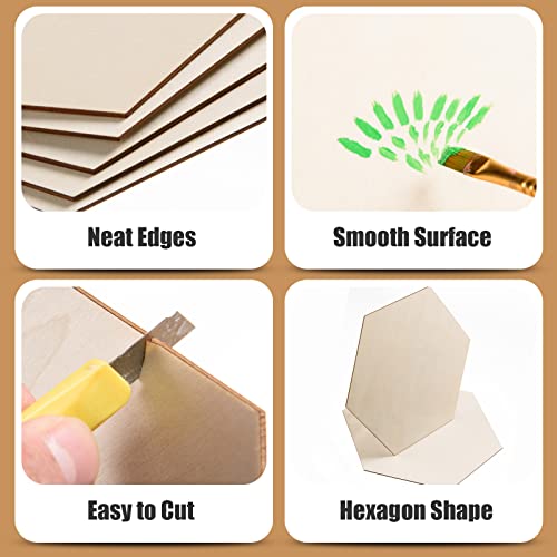 6 Pack Unfinished Wooden Hexagon Cutouts 12 x 10.2 Inch Wooden Hexagon Blanks Slices Natural Wood Hexagon Shape Plaque Board for DIY Crafts Painting AWIZOM