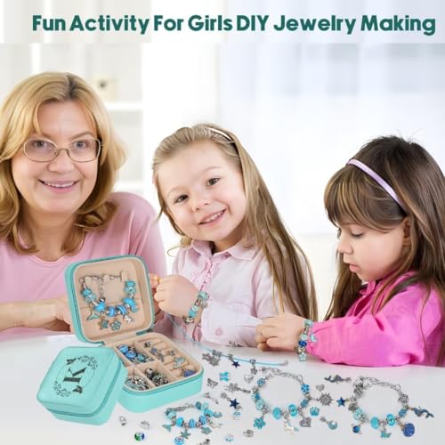 Charm Bracelet Making Kit, Kid Jewelry Making Kit for Girls 8-12, Unicorn Toys for Girls Age 4-6 Birthday Christmas Gifts for Girls Crafts Age 5-7