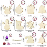 50 PCS Unfinished Wooden Christmas Ornaments DIY Christmas Wooden Slices with 50 Jingle Bells for Crafts Christmas Hanging Decorations?10 Shapes? Pseutio