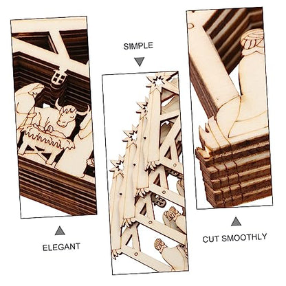 SEWACC 20Pcs Nativity Craft Wood Blank Cutouts Wood Craft Decoration Wall Decorative Patches DIY Wood Crafts Ornament Blank Wood Slices Christmas