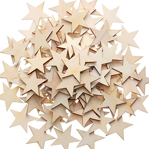 300 Pieces Wooden Stars Shape Unfinished Wood Stars Pieces Blank Wooden Cutouts Ornaments for Craft and Christmas Decoration(1.5 Inch) - WoodArtSupply