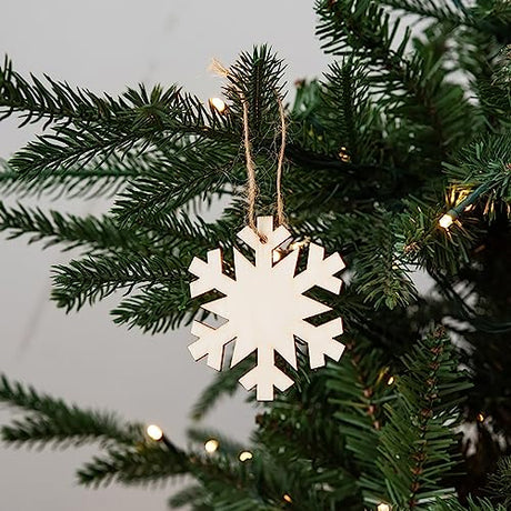 48 Pieces Wooden Christmas Ornaments Unfinished Wooden Christmas Trees, Snowmen, Angels, Snowflakes Cutouts Christmas Hanging Decoration Craft Gift Xonzmmk