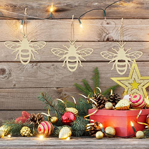 Amosfun 20pcs Bee Wooden Ornaments Unfinished Wood Slices Crafts Predrilled with Hole Spring Easter Bee Festival Party Decorations DIY Painting Amosfun