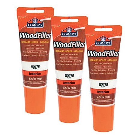 Elmer's E855 Carpenter's Wood Filler, 3.25-Ounce Tube, White 3 Pack Elmer's