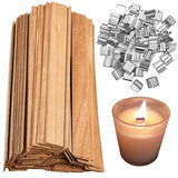 MadMedic 100 PCS Candle Wick 0.75 x 5.12 inch Natural Wooden Wicks for Candle Making, Candle DIY Wick Smokeless Wood Wicks with Candle Wick Holders MadMedic