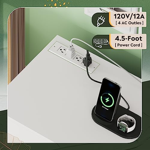 DEVAISE File Cabinet with Charging Station, 1 Drawer Rolling File Cabinet, Locking Filing Cabinet for Home Office, Printer Stand with Storage, White DEVAISE