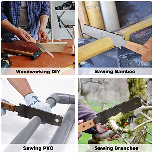 Japanese Hand Saw Woodworking Tools, SS SHOVAN Double Edged 11/17 TPI Flush Cut Saw, Wooden Handle Pull Saw Small Handsaw for Fine Cutting Wood SS SHOVAN