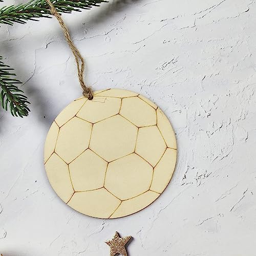 32 Pack Wood Soccer & Basketball Cutouts Soccer & Basketball Shaped Wood Slices Soccer & Basketball Theme Sports Hanging Ornaments Gift Tags for Home