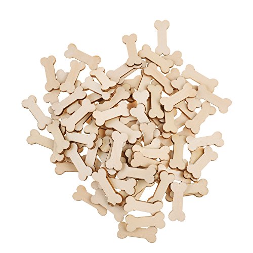 Cosmos Pack of 100 Unfinished Wood Dog Bone Cutouts Wood Craft for DIY Project Decoration and Painting Cosmos