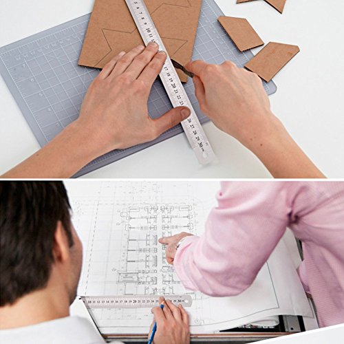 ZZTX Heavy Duty 100% Stainless Steel Ruler Set 12 Inch (30 CM) + 6 Inch (15 CM) Metal Rulers Kit - Perfect Straight Edge for Easy Measurements - WoodArtSupply